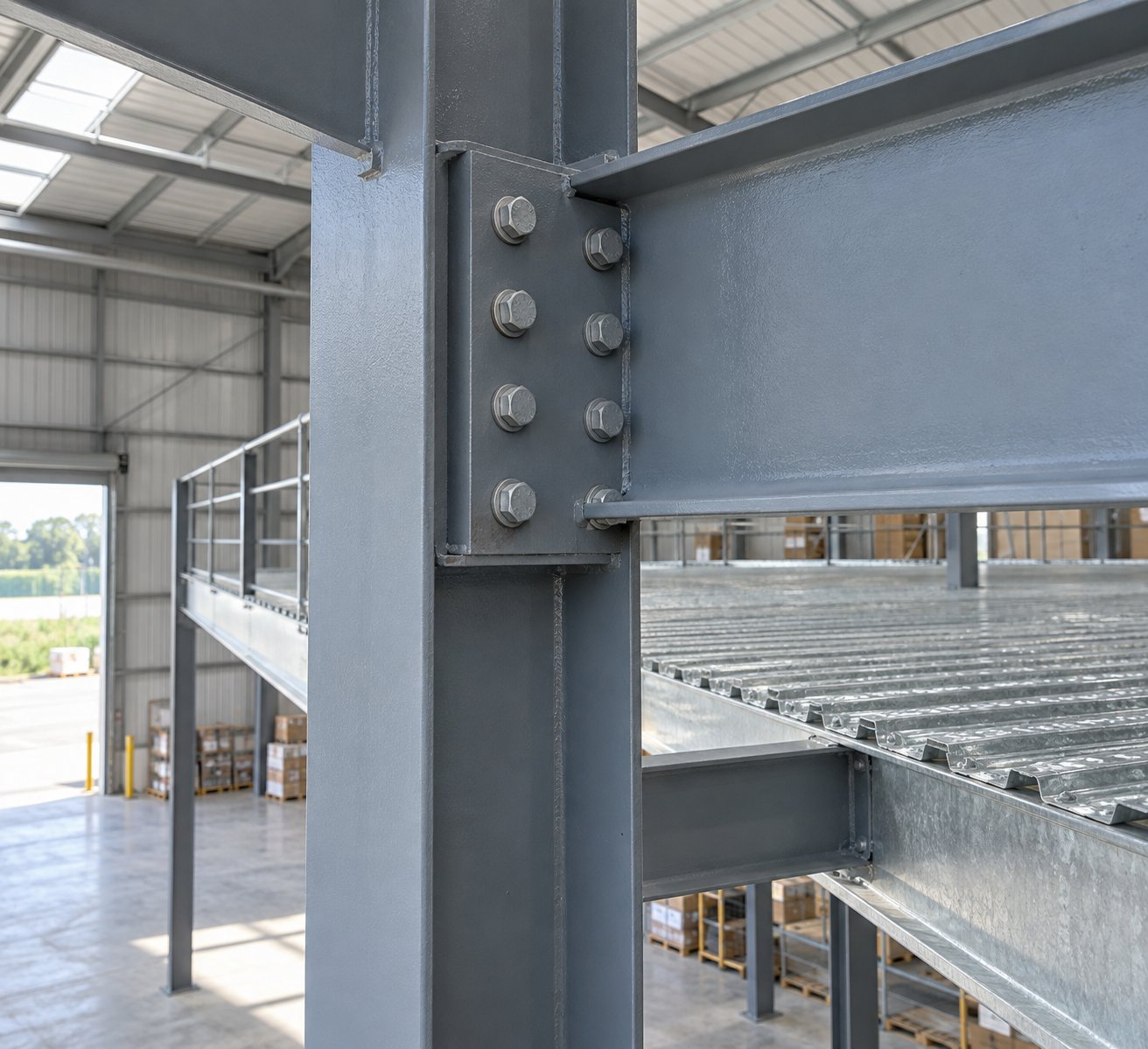 Bolted end-plate connection between steel column and rafter in a steel structure building