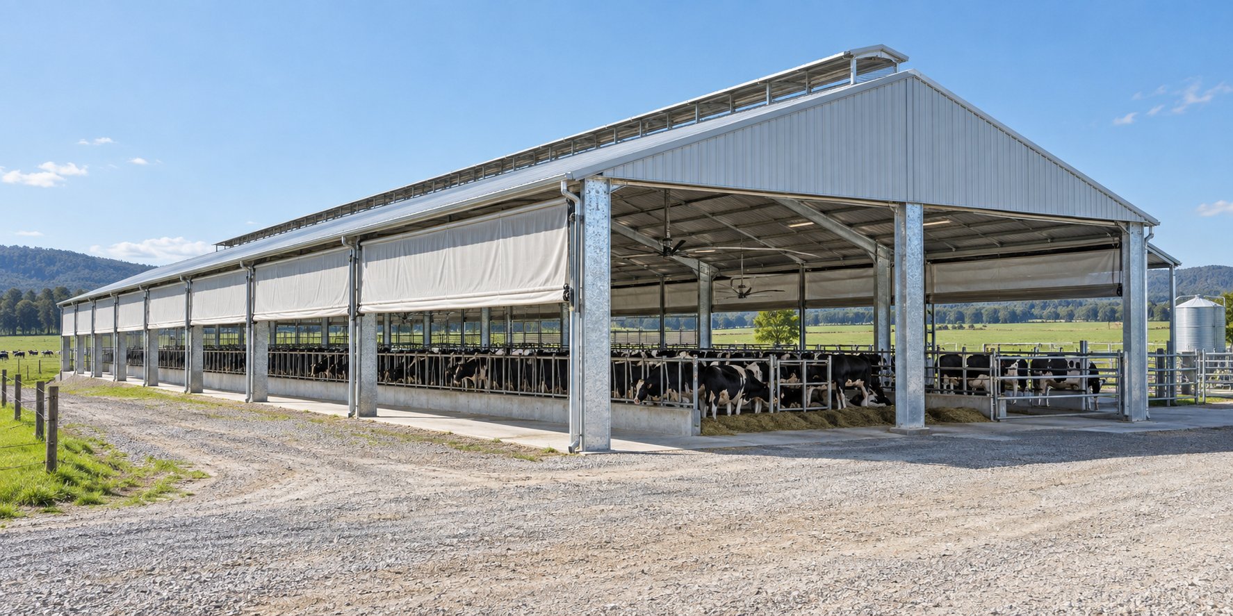 Prefabricated galvanized steel Structure Cow Shed galvanized steel cow shed manufacturer