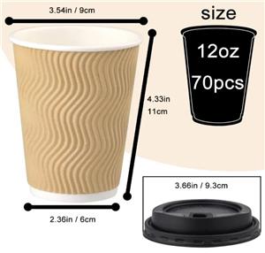 Double Walled Ripple Bamboo Paper Coffee Bio Cup With Lid paper bio cup
