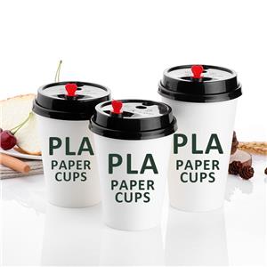 Custom Printed Double Wall Hot Beverage Eco-friendly PLA Paper Coffee Cups With Lid Bio-Plastic Lined Cup