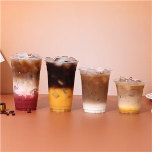 98 12oz 14oz 16oz 18oz 20oz etc Custom Clear Disposable Plastic Cup PET Beverage Cup for Milk Tea Coffee Cold Drinks Milk Tea and Coffee Disposable coffee cup
