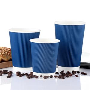 Blue Environmentally Friendly Practical Thickened Heat-insulated Biodegradable Corrugated Paper Cup Takeaway Coffee Cup