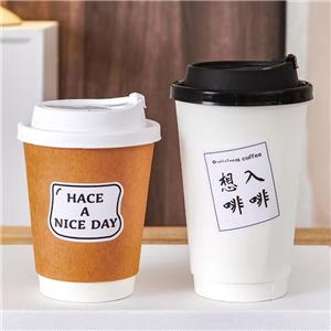Custom Print LOGO Cafe Wholesale Design 16oz Cup for Hot Drink Double Wall Disposable Paper Coffee Cup With Lid Dual-compartment Design