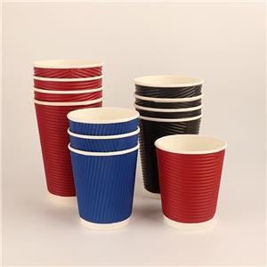Custom logo 14oz Ripple Wall Hot Drink Disposable Ripple Wall Portable Coffee Paper Cup With Lids Heat-Insulated Tumbler