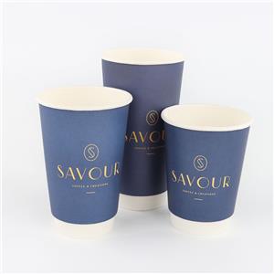 Custom Print LOGO Cafe Wholesale Design 16oz Cup for Hot Drink Double Wall Disposable Paper Coffee Cup With Lid Structural-insulated Panel Cup