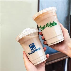 Disposable 90 Caliber PET Milk Tea Cup, Coffee Cold Drink Plastic Cup with Logo, Lemon Tea Transparent Cup drink cup