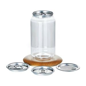 High Quality Disposable Clear PET Can Custom Logo Clod Drink Cup Cake Bottle Pop Can With Easy Open Lid for Beverage Shop Aerosol Can