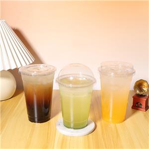 Custom Logo Clear PET Disposable Plastic Cold Drink Coffee Ice Cream Glass Cup Disposable With Lids Crystal-Clear Beverage Container