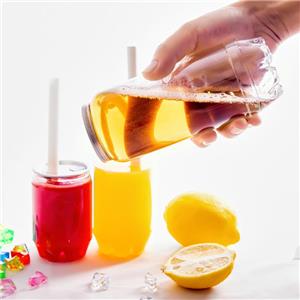High Quality Disposable Clear PET Can Custom Logo Clod Drink Cup Cake Bottle Pop Can With Easy Open Lid for Beverage Shop Storage Canister