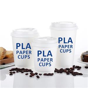 Custom Logo Disposable Double Wall Coffee PLA Paper Cup Waterproof Hot Drink Take Away Cups Carbon-Neutral Drinkware