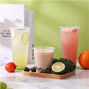 Customizable disposable high transparency plastic cup 90 caliber injection molded transparent/frosted PP plastic cup with lid plastic tea cup