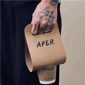 Custom Made Take Away Drink Coffee Paper Cup Carrier Disposable Paper Coffee Cup Holder Integrated-Handle Tray