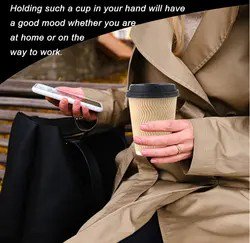 Double Walled Ripple Bamboo Paper Coffee Bio Cup With Lid double walled coffee cup