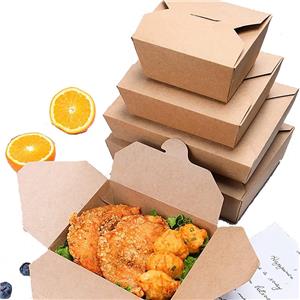 Custom Logo Printing Leakproof Takeaway Boxes Food Grade Take Out Kraft Paper Food Packaging Box Lunch Box