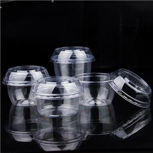 Logo Customized 117 Caliber 100ml PET Cup Food Grade Plastic Box Fruit Salad Bowl With Leak-Proof Lid Disposable plastic cup