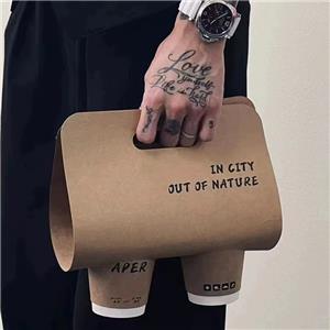 Custom Made Take Away Drink Coffee Paper Cup Carrier Disposable Paper Coffee Cup Holder Portable Drink Tote