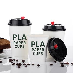 Custom Printed Double Wall Hot Beverage Eco-friendly PLA Paper Coffee Cups With Lid Eco-Conscious Takeaway Cup