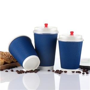 Blue Environmentally Friendly Practical Thickened Heat-insulated Biodegradable Corrugated Paper Cup Textured-Grip Cup