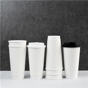 Custom Disposable Double Wall 22oz Paper Cups Recyclable Coffee and Cafe Bakery Cups with Lids Heat-retention Vessel