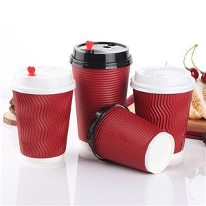 Red Environmentally Friendly Practical Thickened Heat-insulated Biodegradable Corrugated Paper Cup Hot Drink Cup