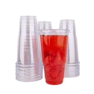 Custom LOGO Printed 32oz Clear Disposable Cup Coffee PET Plastic Drink Cups with Lids and Straws for Personalization Quart-Capacity PET Cylinder