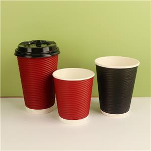 Custom Printed Disposable Recycle 8oz Double Ripple Wall Hot Coffee Paper Cups with Logo Takeaway Coffee Cup