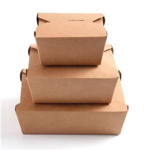 Custom Logo Printing Leakproof Takeaway Boxes Food Grade Take Out Kraft Paper Food Packaging Box Takeout Container