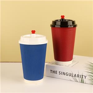 Custom logo 16oz Ripple Wall Hot Drink Disposable Ripple Wall Portable Coffee Paper Cup With Lids Insulated Paper Cup