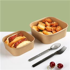 8oz Square Kraft Paper Take Away Salad Bowls square paper bowls