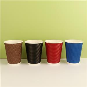 Custom Printed Disposable Recycle 8oz Double Ripple Wall Hot Coffee Paper Cups with Logo Insulated Paper Cup