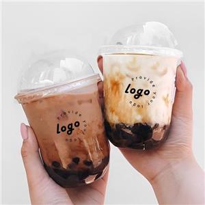 Logo Custom Coffee Cups Disposable Clear Cold Drink PET Tea Cups Coffee U Shaped Plastic Cups with Lids Grip-Enhanced Beverage Vessel