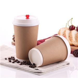 Custom Disposable Kraft Double Wall Paper Tea Coffee Coffe Dispos Takeaway Cup with Lid Eco-Chic Disposable Cup