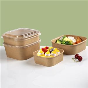 8oz Square Kraft Paper Take Away Salad Bowls kraft paper salad bowls