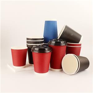 Environmental Custom Printed Insulated 14oz Disposable 400ml etc Ripple Wall Beverage Paper Cup with Lids disposable paper cup