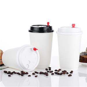 Custom Print LOGO Cafe Wholesale Design 16oz Cup for Hot Drink Double Wall Disposable Paper Coffee Cup With Lid Premium-feel Disposable