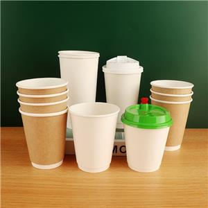 Custom logo Biodegradable 12oz Double-wall Paper Coffee Cups for High-quality Cafes Heat-retention Vessel