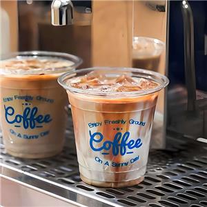Custom LOGO Printed 92 Caliber Clear Disposable Cup Matcha Boba Milk Tea Ice Coffee Smoothie PET Plastic Cups with Lids and Straws drink cup