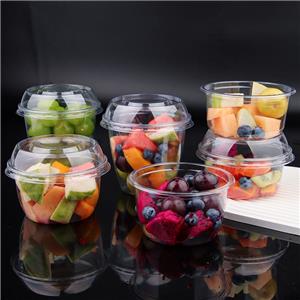 Logo Customized 117 Caliber 100ml PET Cup Food Grade Plastic Box Fruit Salad Bowl With Leak-Proof Lid coffee cup
