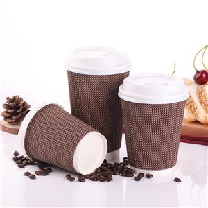 Custom Printed Disposable Coffee Paper Cup with Lid Corrugated Wallpaper Cups Accessory Heat-Insulated Tumbler