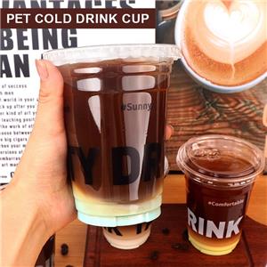 Custom LOGO Print Plastic Cup Disposable Ice Coffee Cold Cup Letter PET Low MOQ With Lids Straws Display Packaging