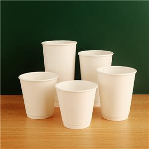 Biodegradable Custom Printed Logo Disposable Double Wall 10oz Recycle Paper Cup with Embossing and Lid Structural-reinforced Cup