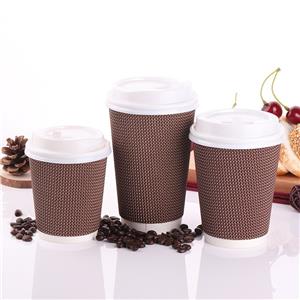 Custom Printed Disposable Coffee Paper Cup with Lid Corrugated Wallpaper Cups Accessory Hot Drink Cup