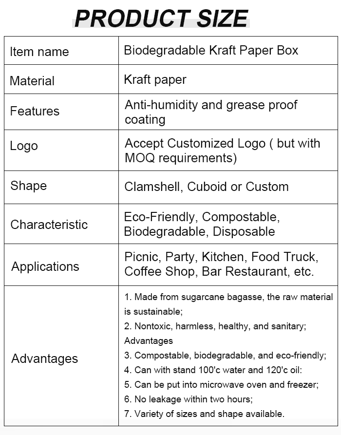 Custom Logo Takeaway Kraft Paper Boxes paper lunch boxes
