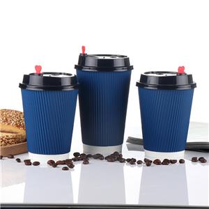 Blue Environmentally Friendly Practical Thickened Heat-insulated Biodegradable Corrugated Paper Cup Double-Wall Cup