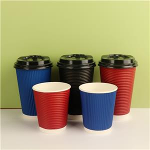 Custom Printed Disposable Recycle 8oz Double Ripple Wall Hot Coffee Paper Cups with Logo Heat-Insulated Tumbler