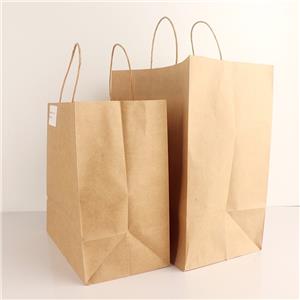 Take Out Coffee to Go Restaurant Carry Bags Disposable Eco-friendly Kraft Grocery Shopping Packaging Gift Pouch