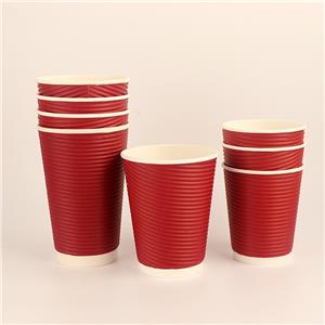 Custom logo 14oz Ripple Wall Hot Drink Disposable Ripple Wall Portable Coffee Paper Cup With Lids Hot Drink Cup