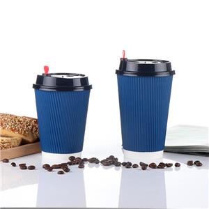 Blue Environmentally Friendly Practical Thickened Heat-insulated Biodegradable Corrugated Paper Cup Insulated Paper Cup