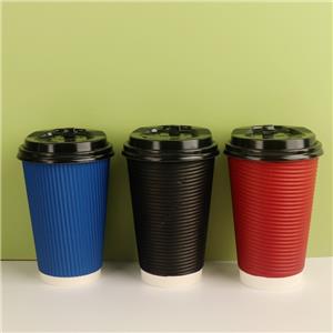 Custom logo 16oz Ripple Wall Hot Drink Disposable Ripple Wall Portable Coffee Paper Cup With Lids Corrugated-Interwall Cup