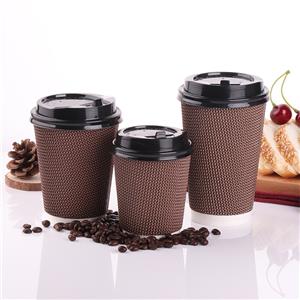 Custom Printed Disposable Coffee Paper Cup with Lid Corrugated Wallpaper Cups Accessory Takeaway Coffee Cup